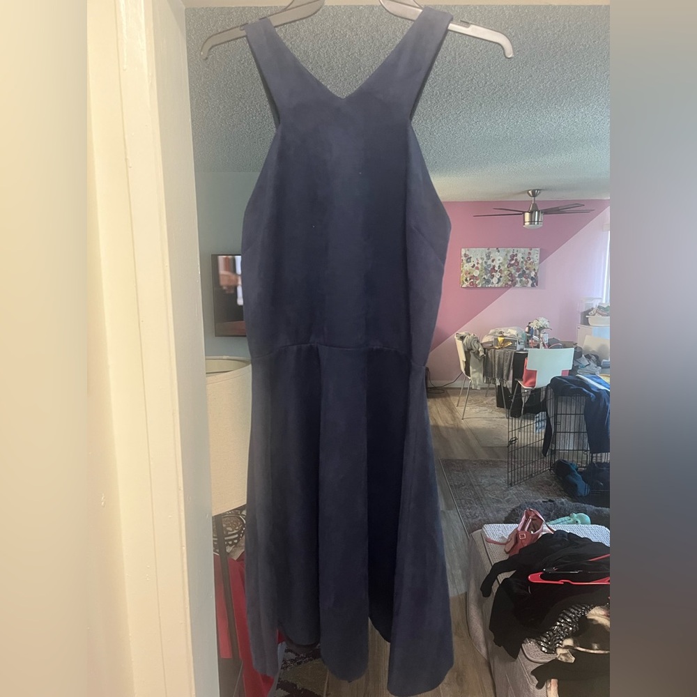 Aqua suede like navy dresss